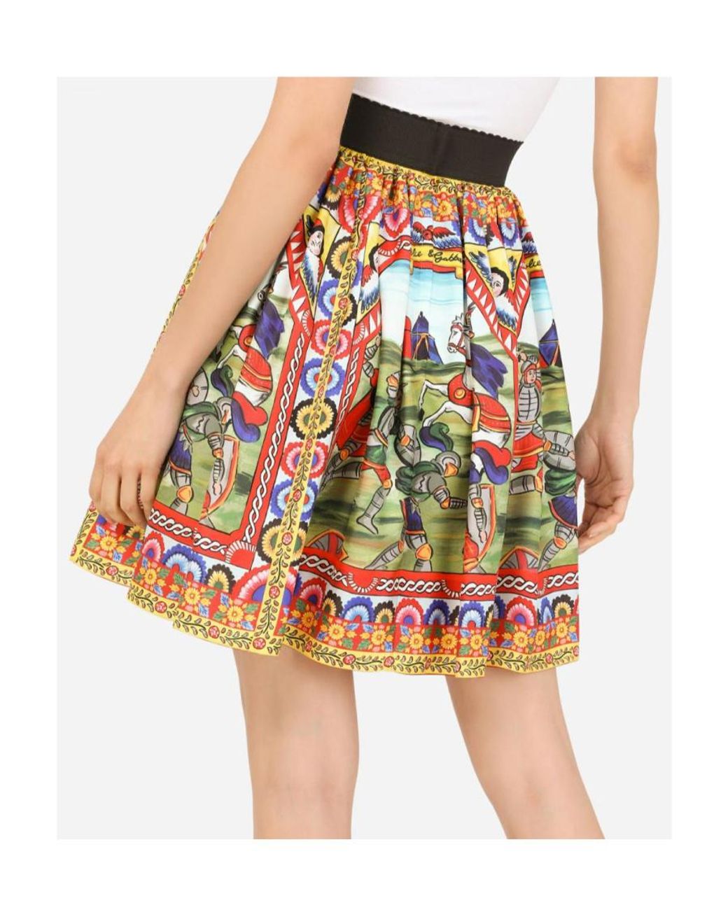 Dolce & Gabbana Red Carretto Patterned Mini Skirt