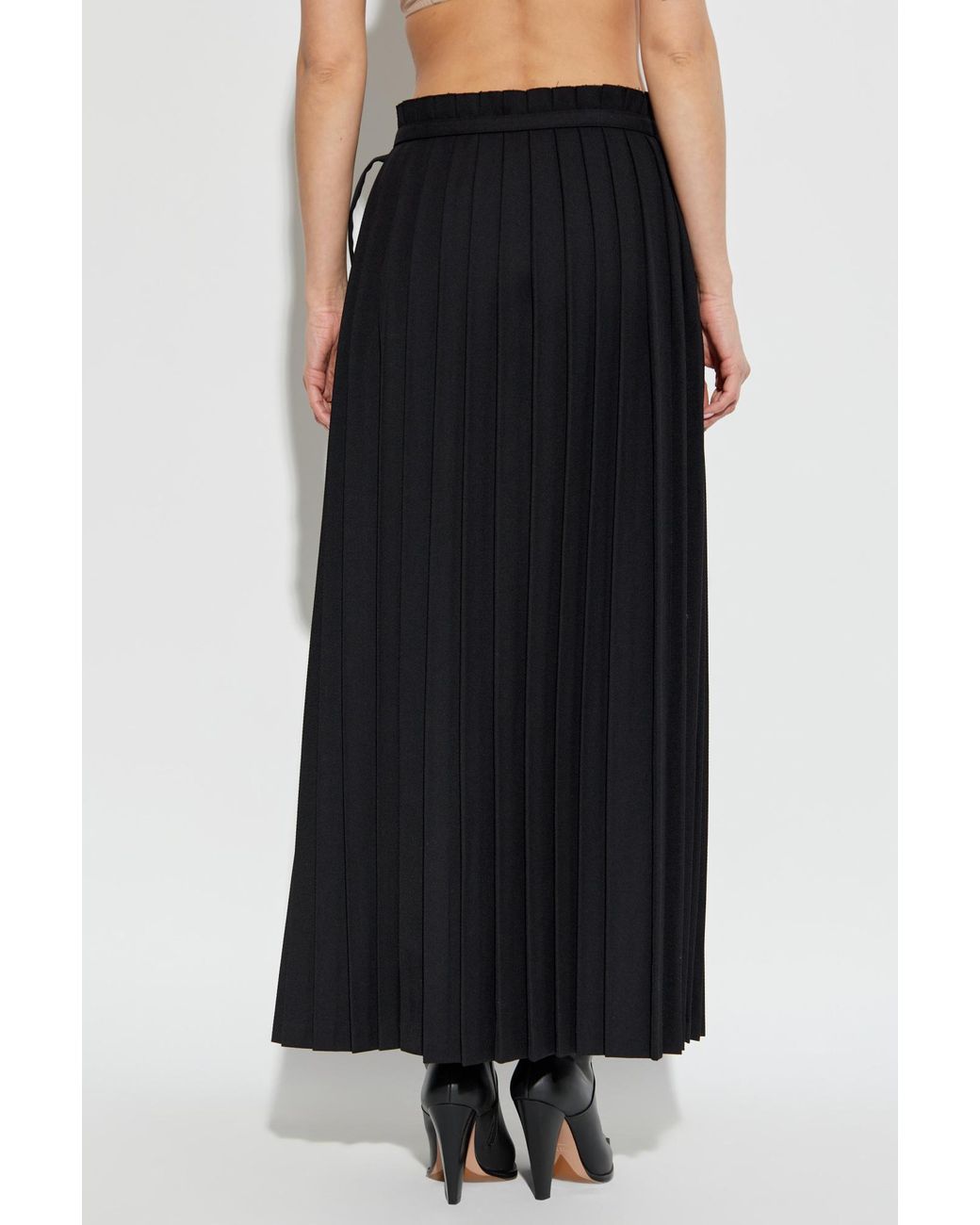 AMI Black Twill Pleated Maxi Skirt