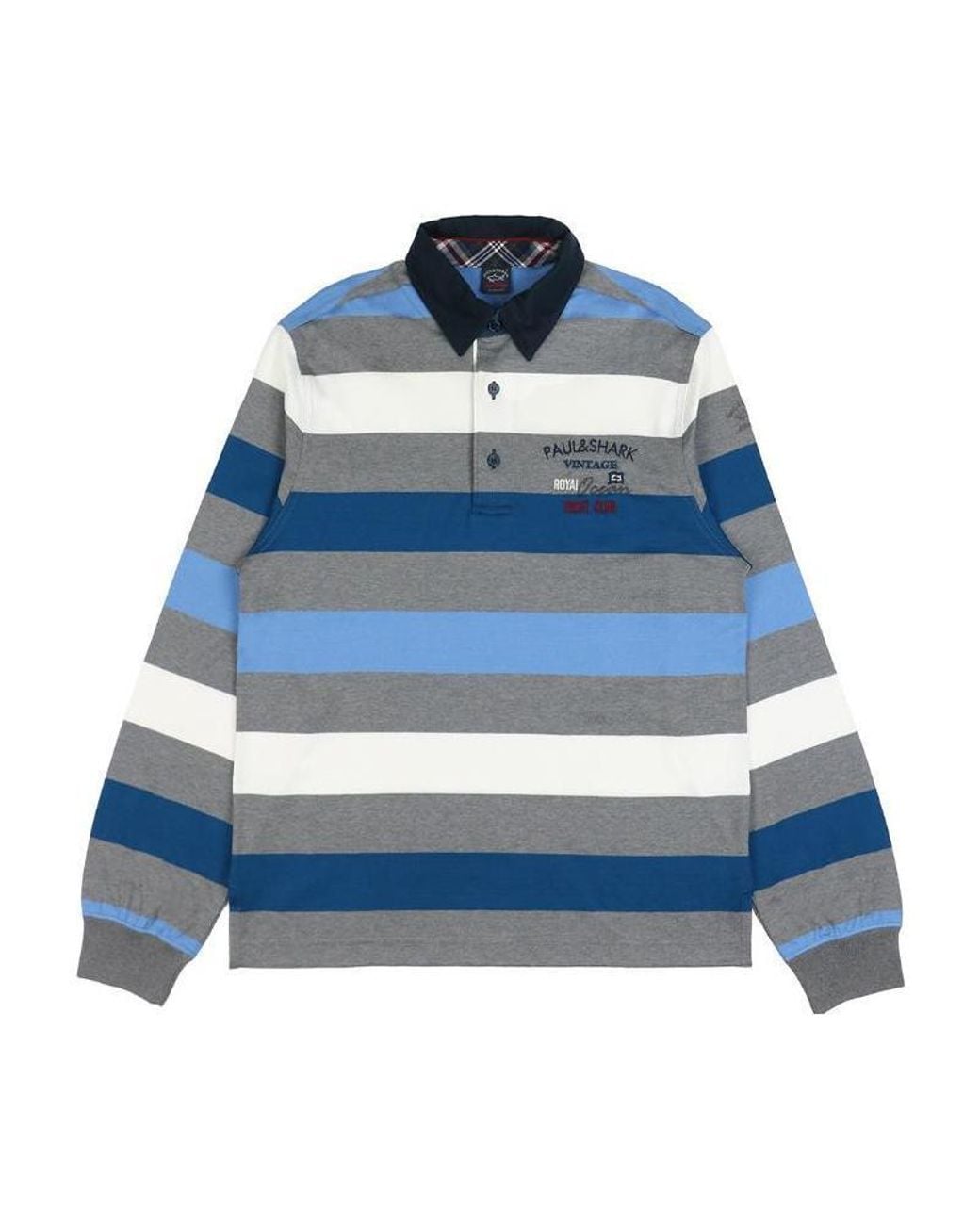 Paul & Shark Blue Striped Long-Sleeve Polo Shirt for men