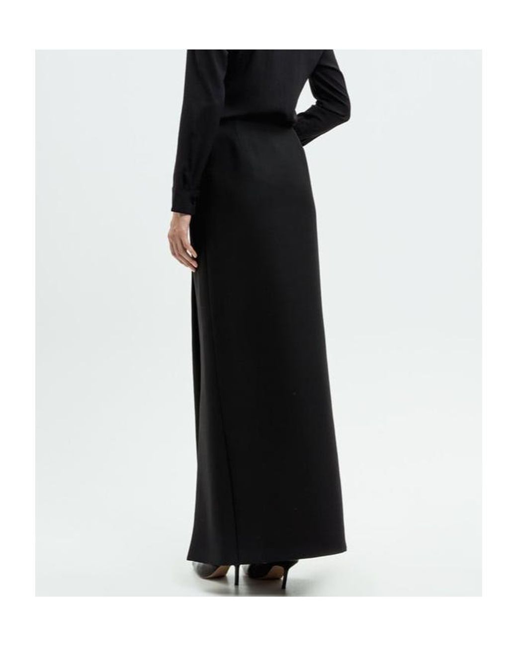 Valentino Black Logo Plaque Maxi Pencil Skirt