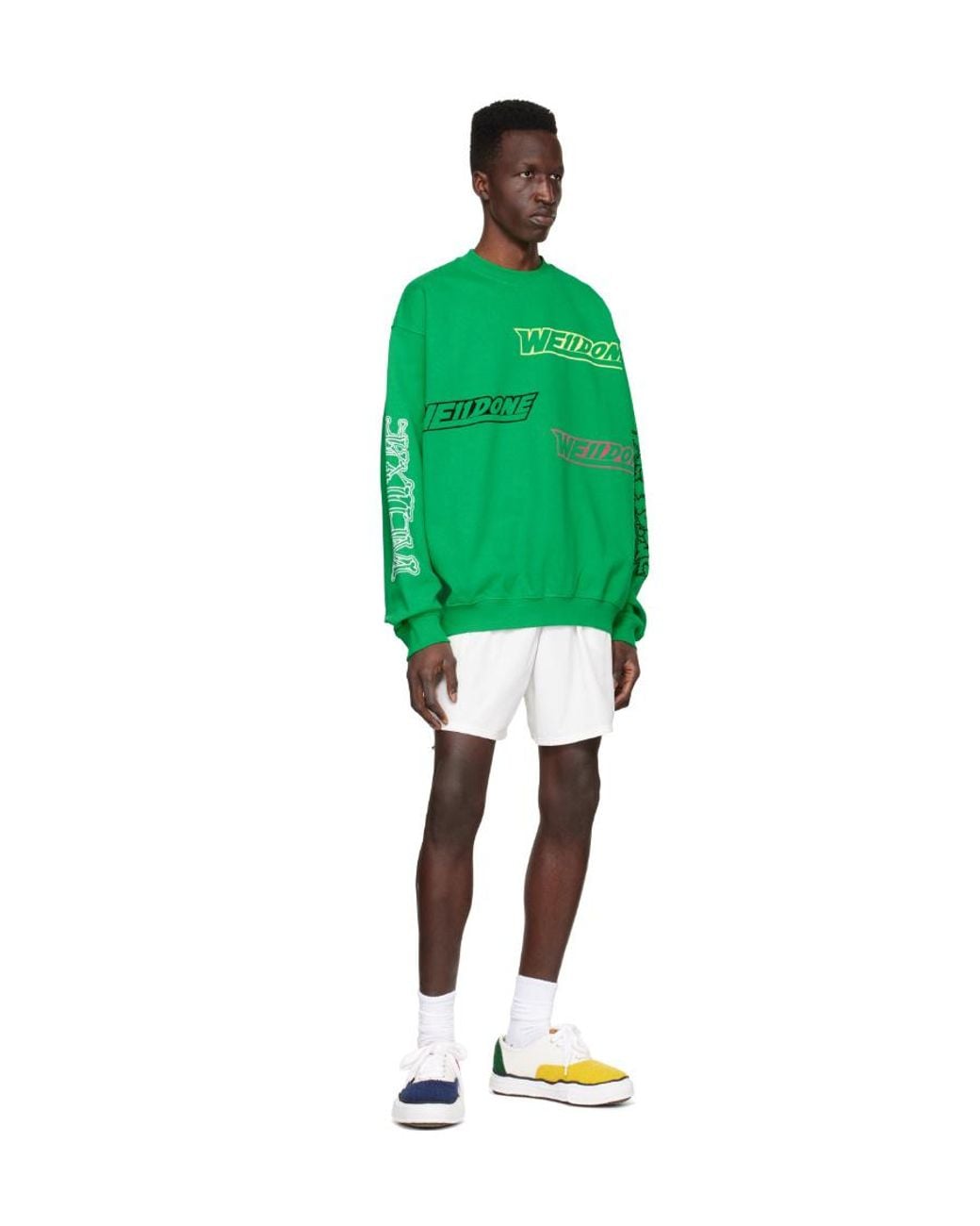 we11done Green Logo-Detail Pullover Sweatshirt for men