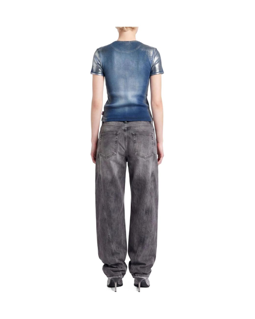 DIESEL Blue Solid-Color Short-Sleeved T-Shirt