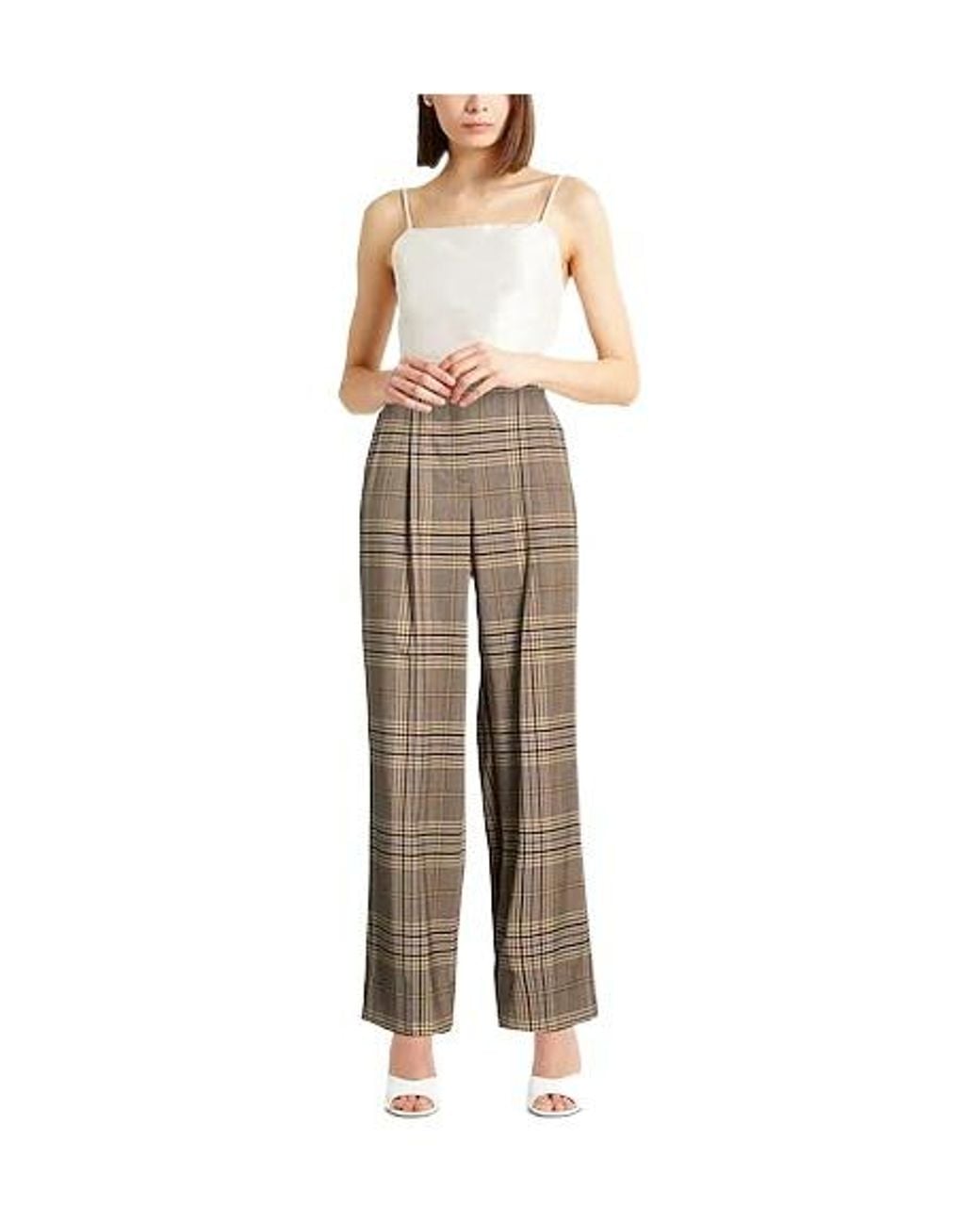 Tory Burch Natural Check Loose Fit Trousers