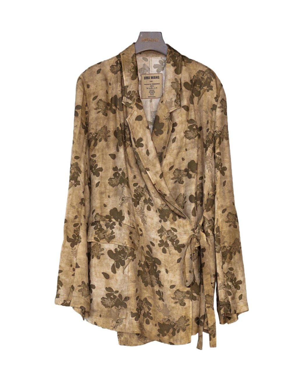 Uma Wang Natural Vintage Floral Printed Wrap Top
