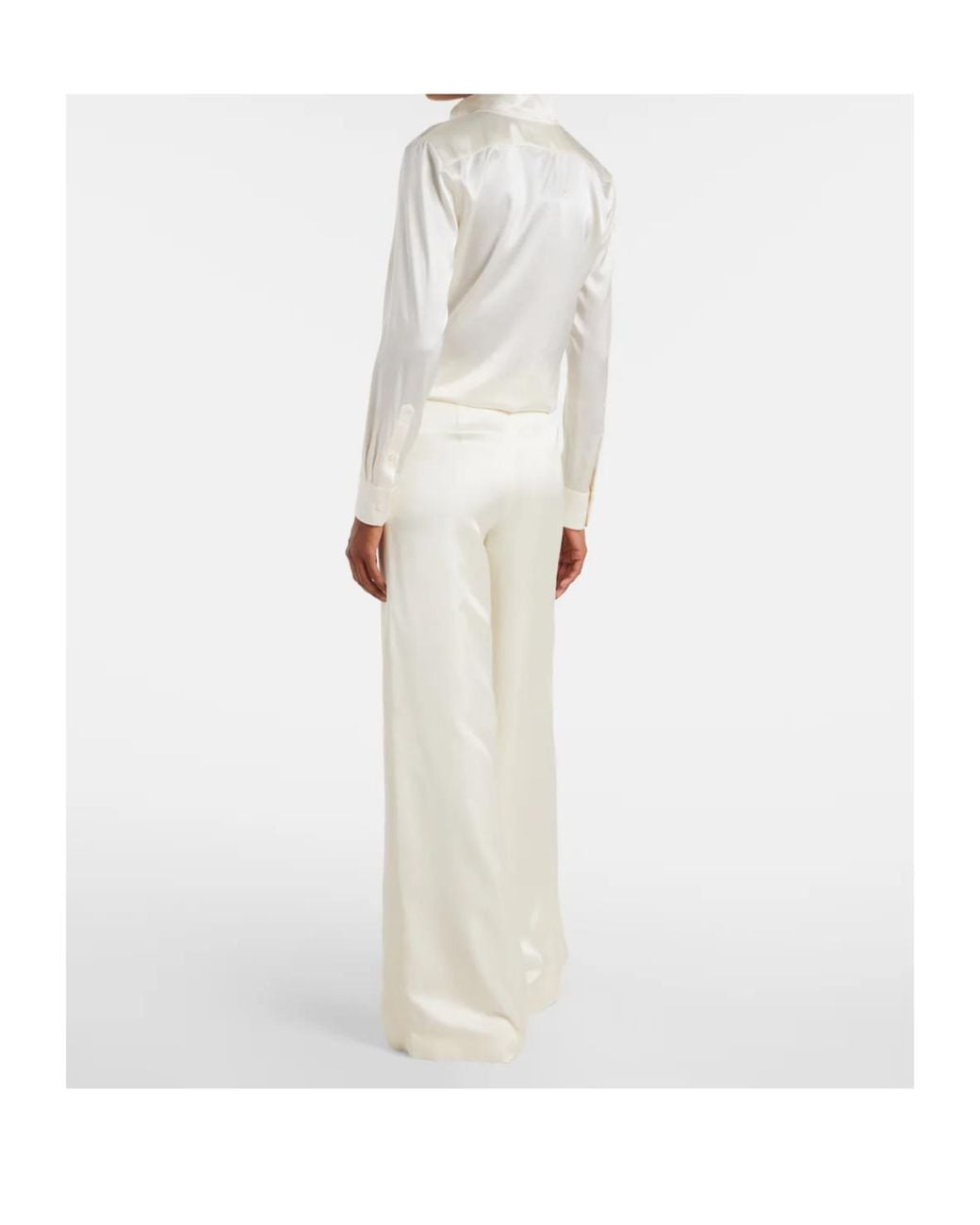 Ralph Lauren White Satin Wide-Leg Pants