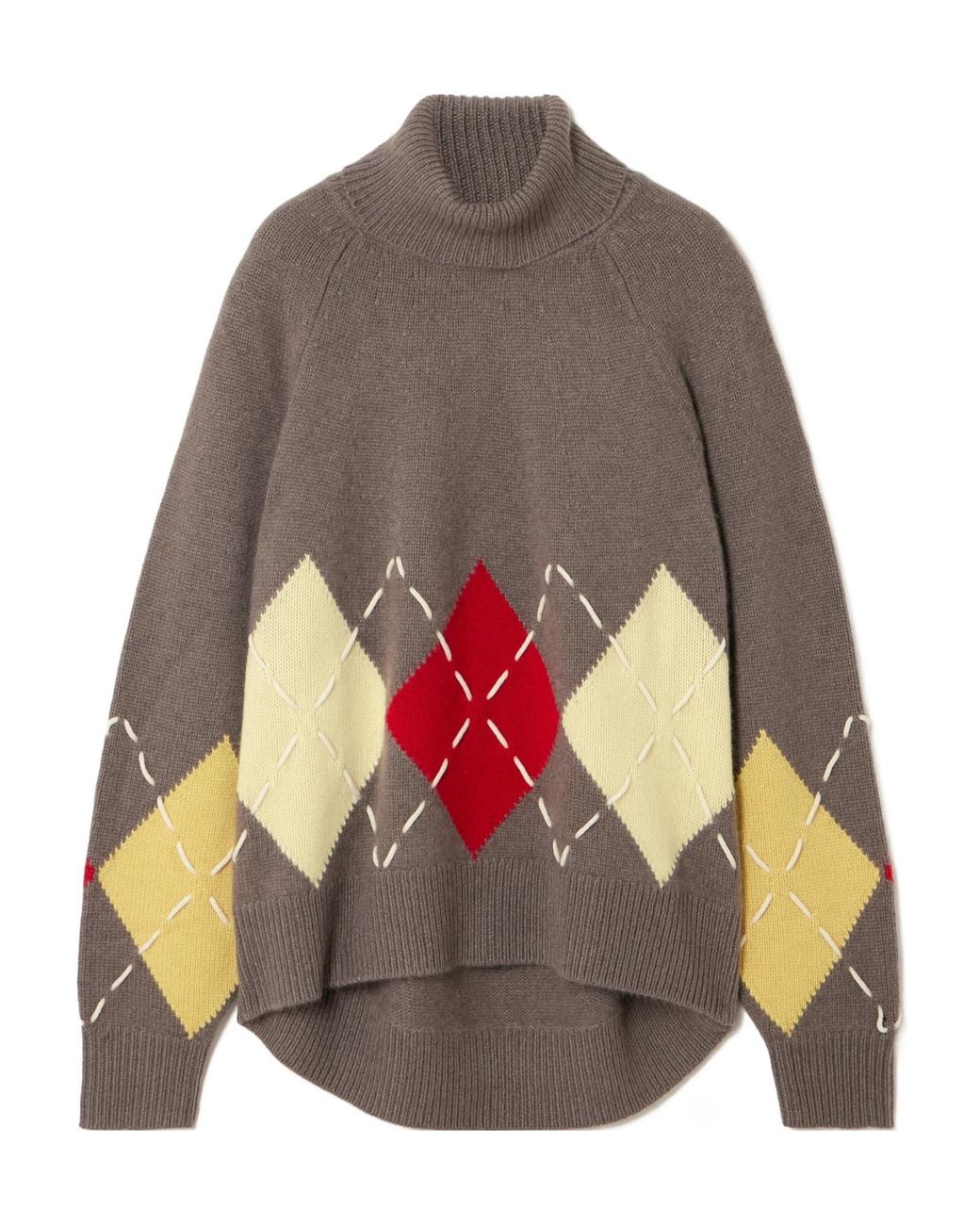 arch4 Gray Courchevel Embroidered Argyle Cashmere Sweater