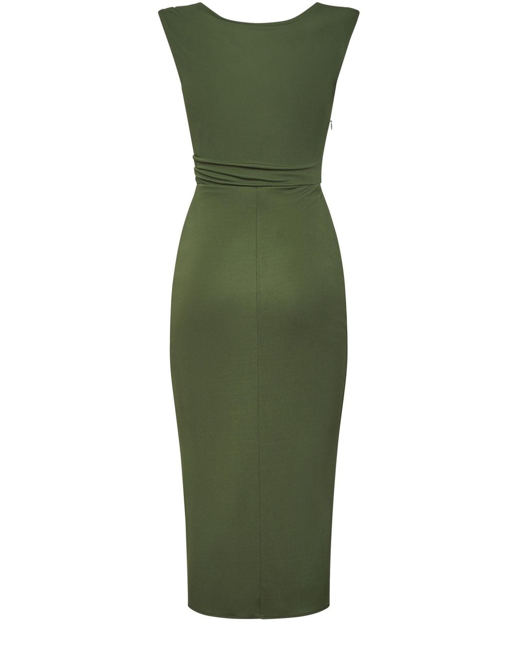 Max Mara Green Taureo Draped Ruffled Midi Dress