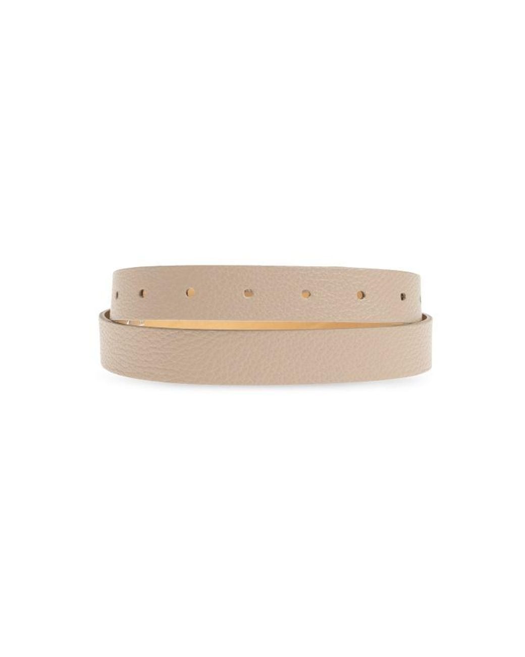 By Malene Birger White Zoilo Buckle Leather Belt