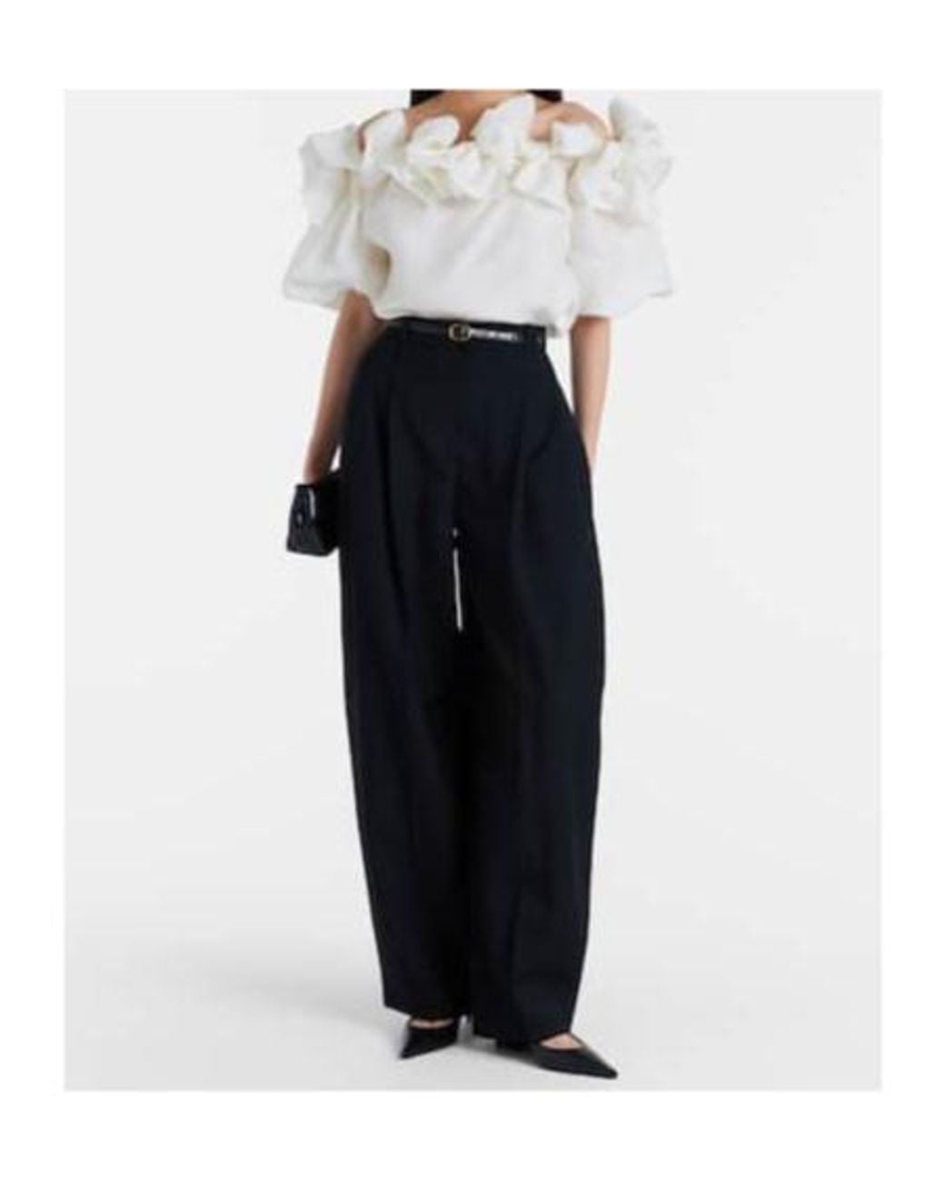Carolina Herrera White Off-Shoulder Silk Top