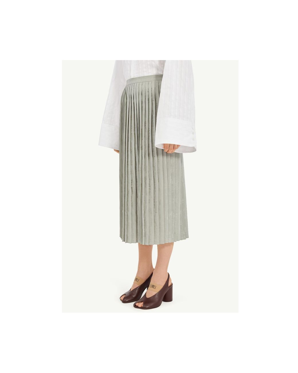 MM6 by Maison Margiela Gray Zipped Pleated Skirt