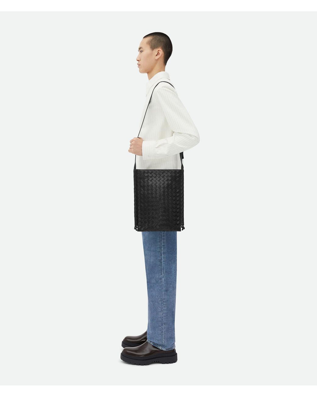 Bottega Veneta Black Flat Loop Large Crossbody Bag for men