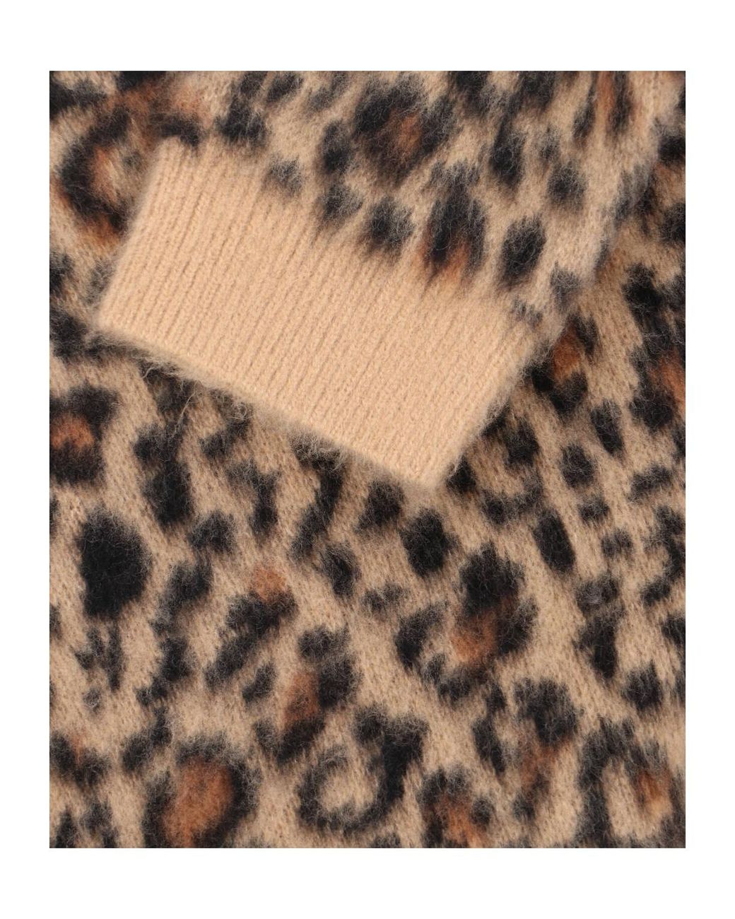 Nili Lotan Brown Leopard Printed Brushed Sweater