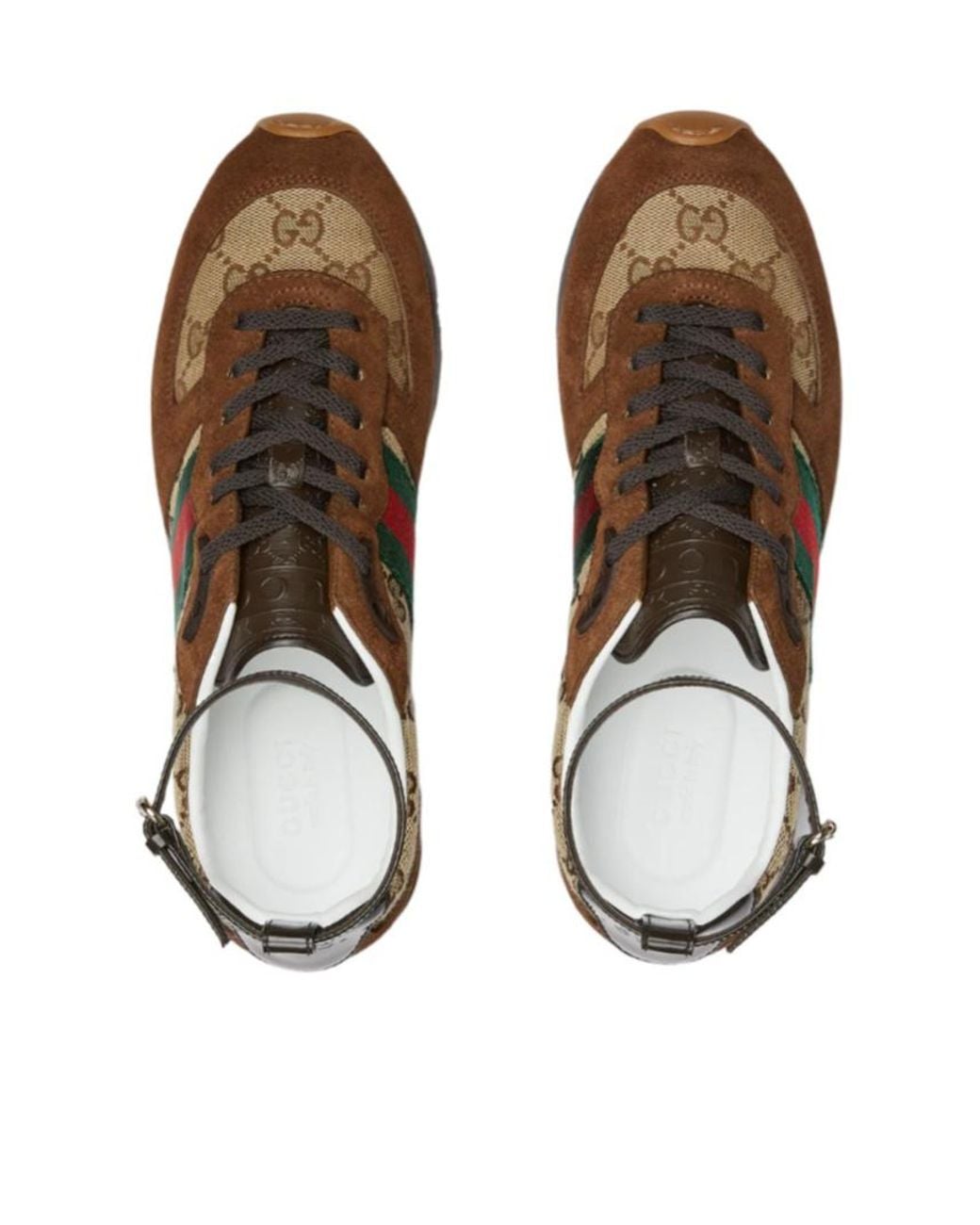 Gucci Brown Gg Supreme Web-Stripe Sneakers