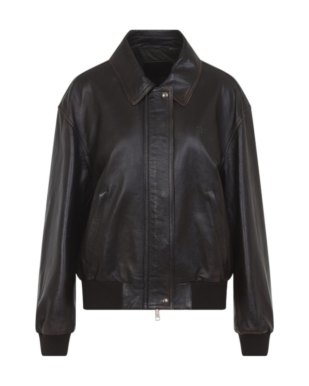Prada Black Long-Sleeved Leather Jacket