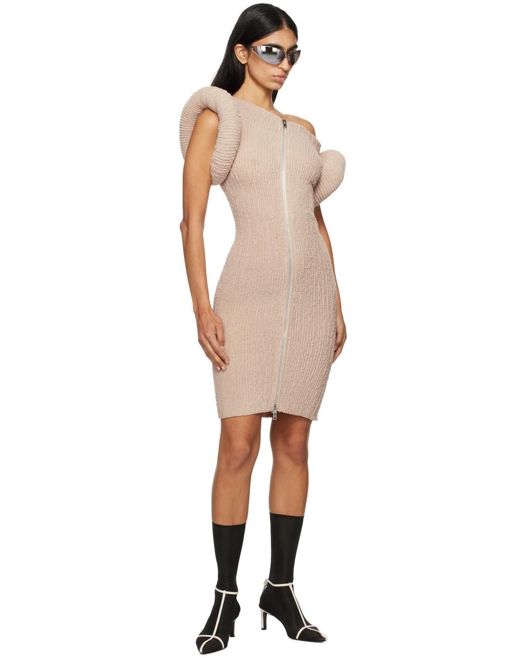 Acne Natural Chunky-Knit Mini Dress