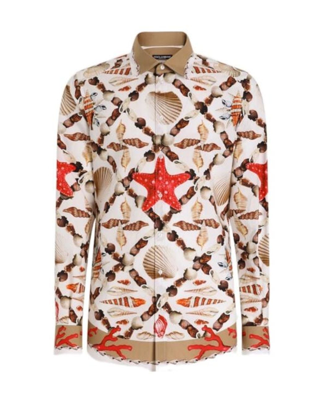 Dolce & Gabbana Red Shell-Print Martini Shirt for men