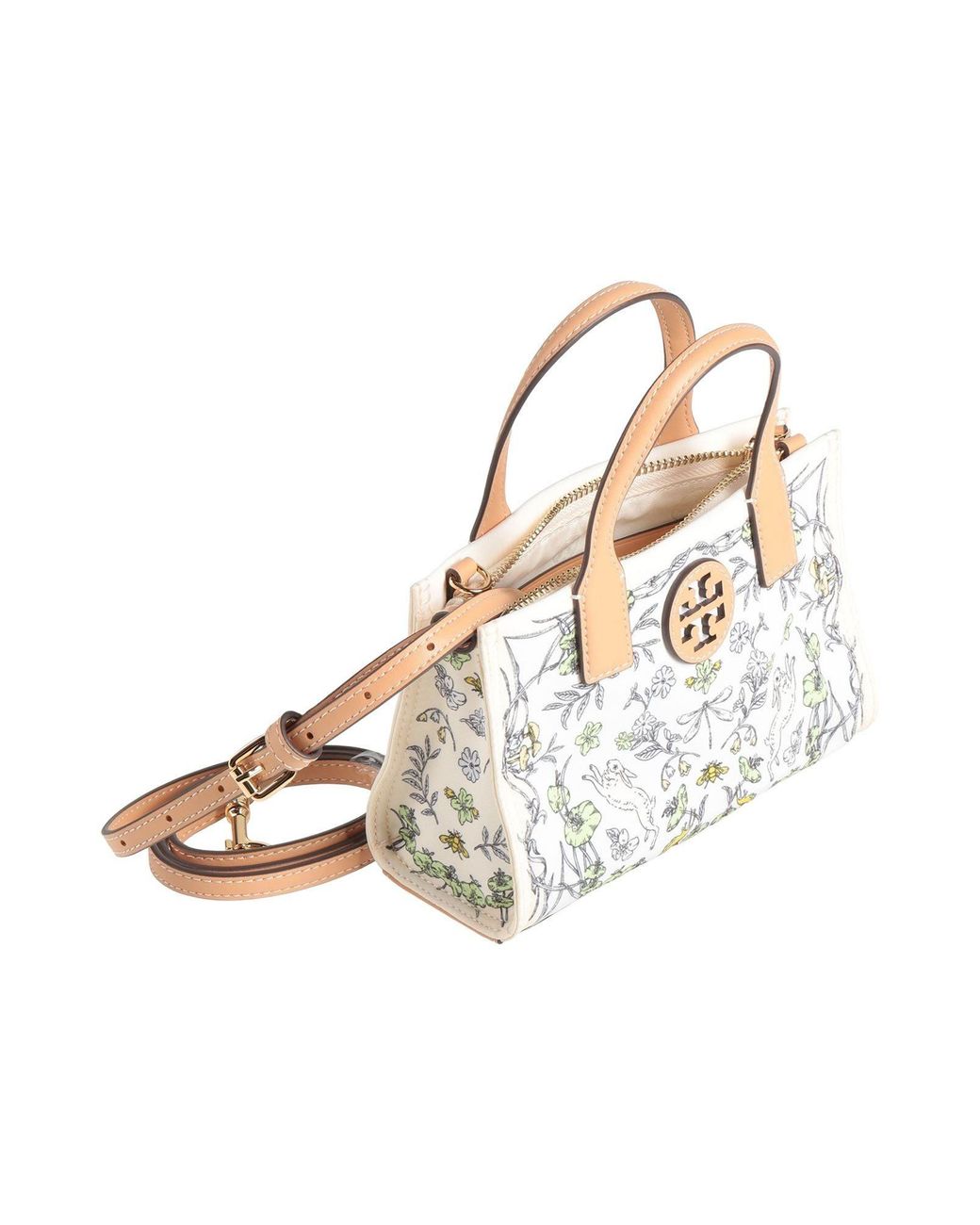 Tory Burch White Floral Pattern Handbag