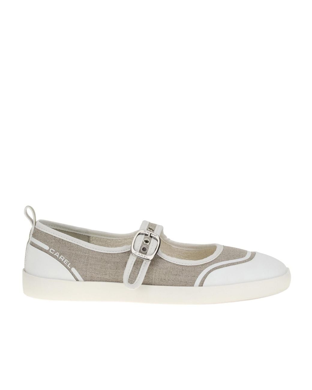 CAREL PARIS White Carel Logo Printed Buckle Fastened Ballerinas