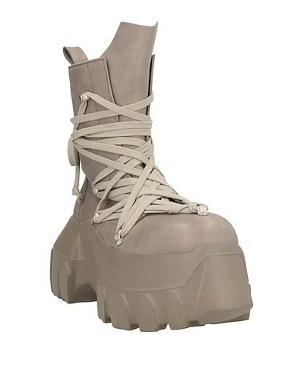 Rick Owens Gray Leather Platform Boots