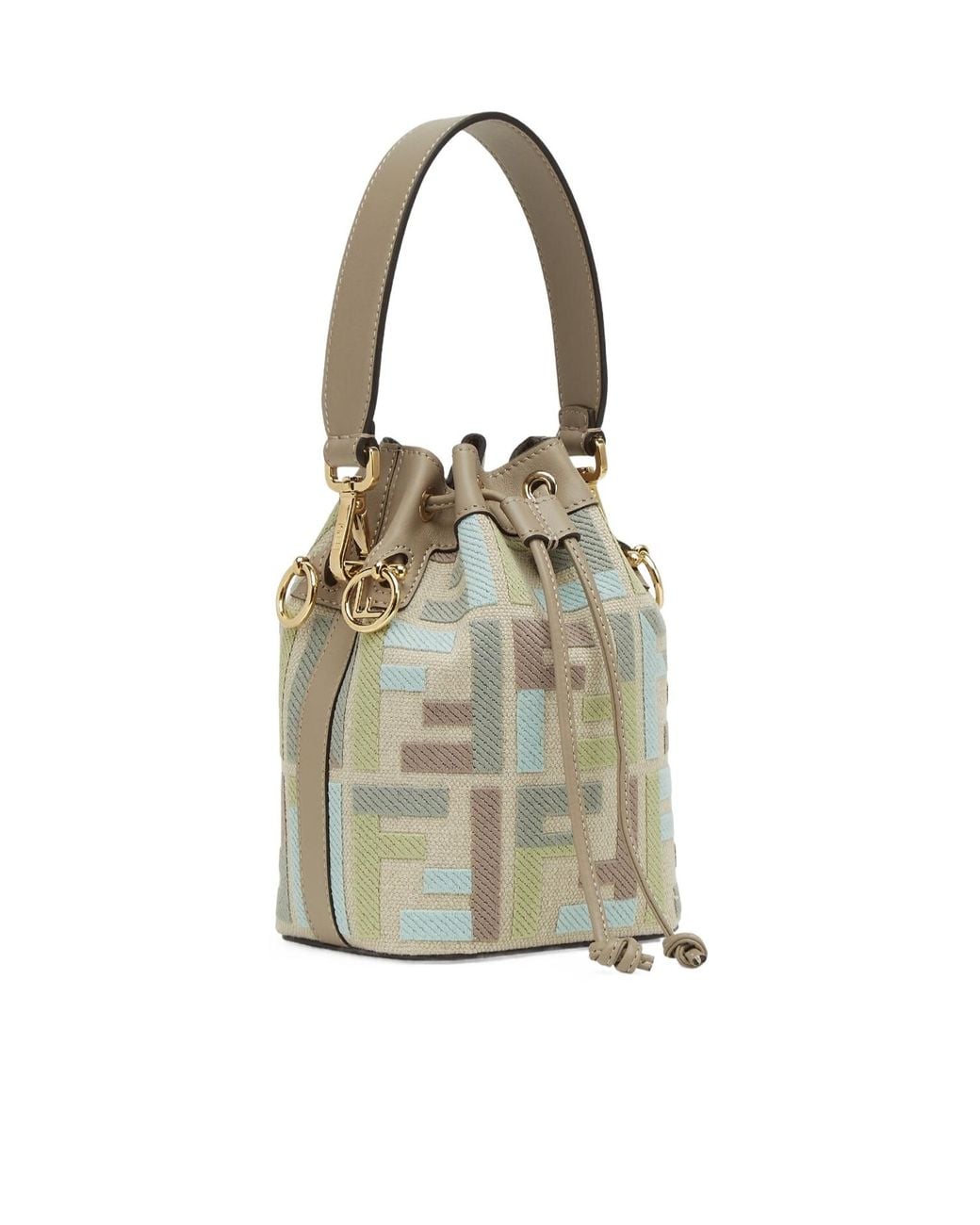 Fendi White Mon Tresor Drawstring Bucket Bag