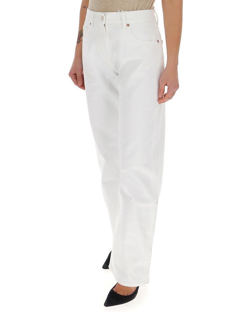 Valentino White Mid-Rise Straight-Leg Jeans