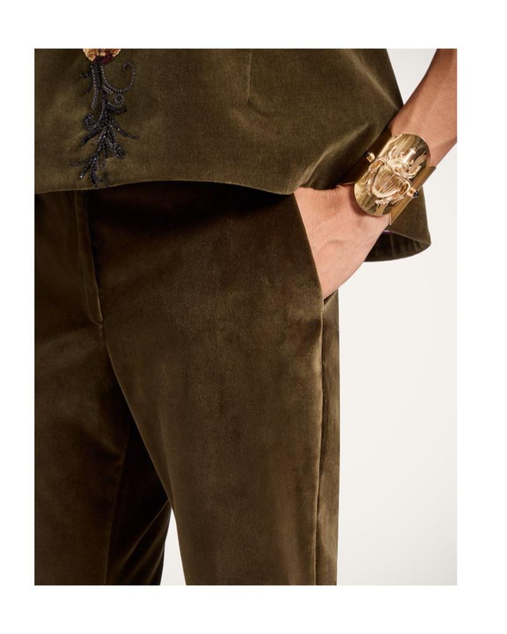 LaDoubleJ Green 24/7 Velvet Flared Trousers