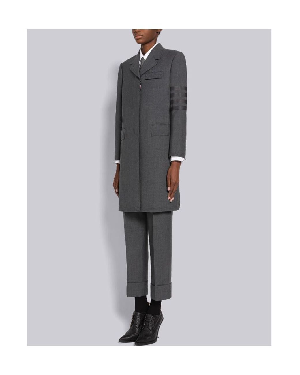 Thom Browne Gray 4-Bar Stripe Wool Coat