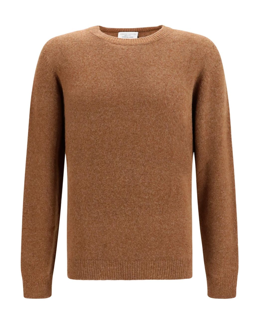Roberto Collina Brown Ribbed Crewneck Knitted Sweater for men