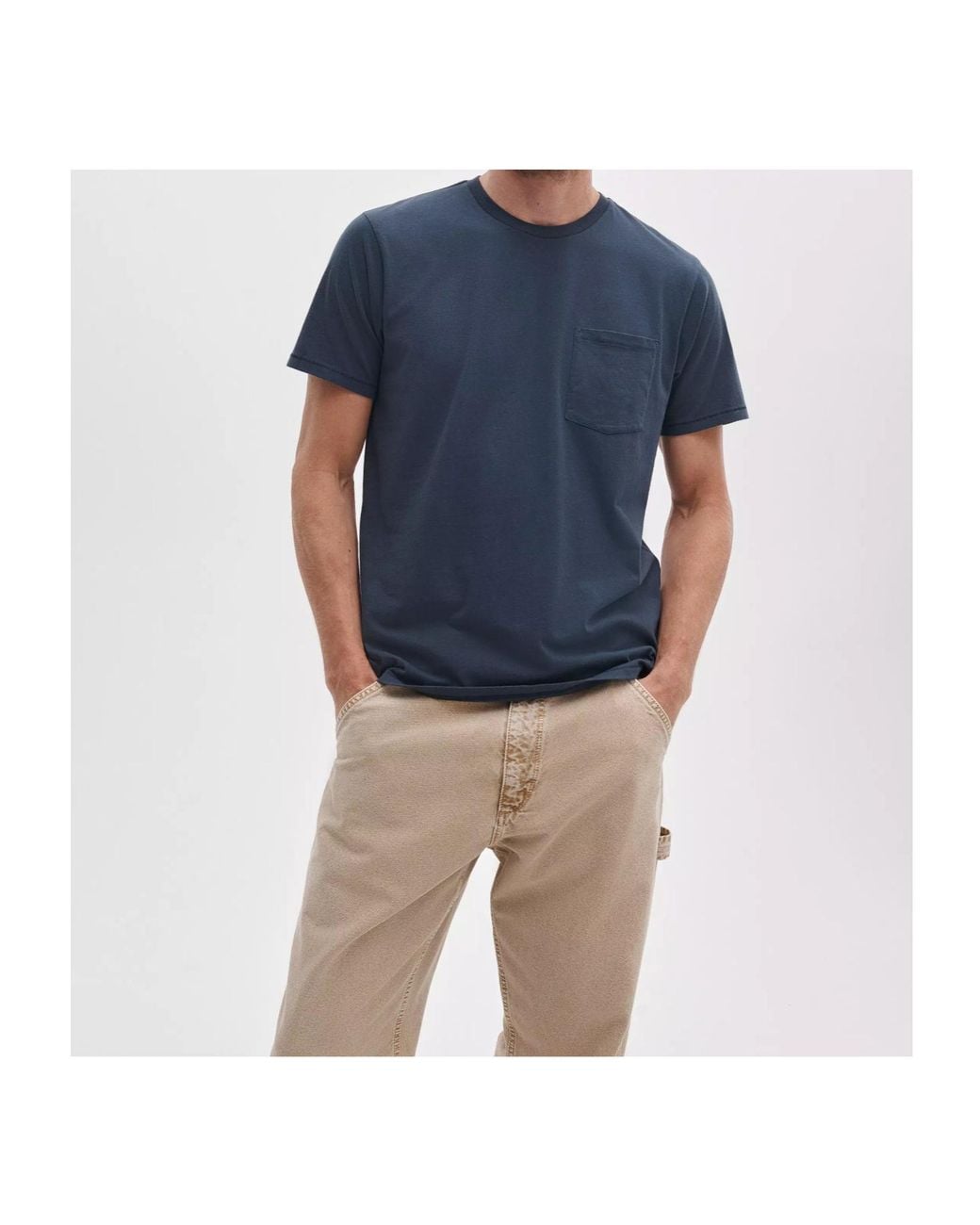 Rag & Bone Blue Apos;S Cotton Garment-Dyed Pocket T-Shirt for men
