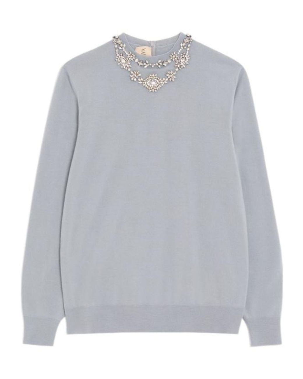 Valentino Gray Embroidered Crewneck Jumper