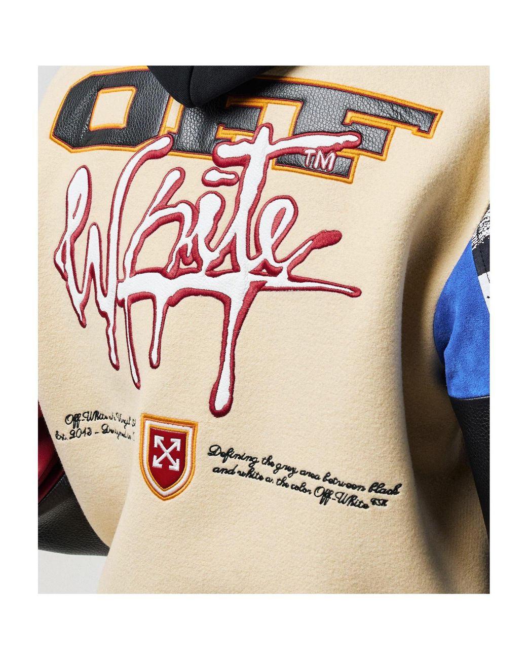 Off-White c/o Virgil Abloh Blue Patch Varsity Jacket for men