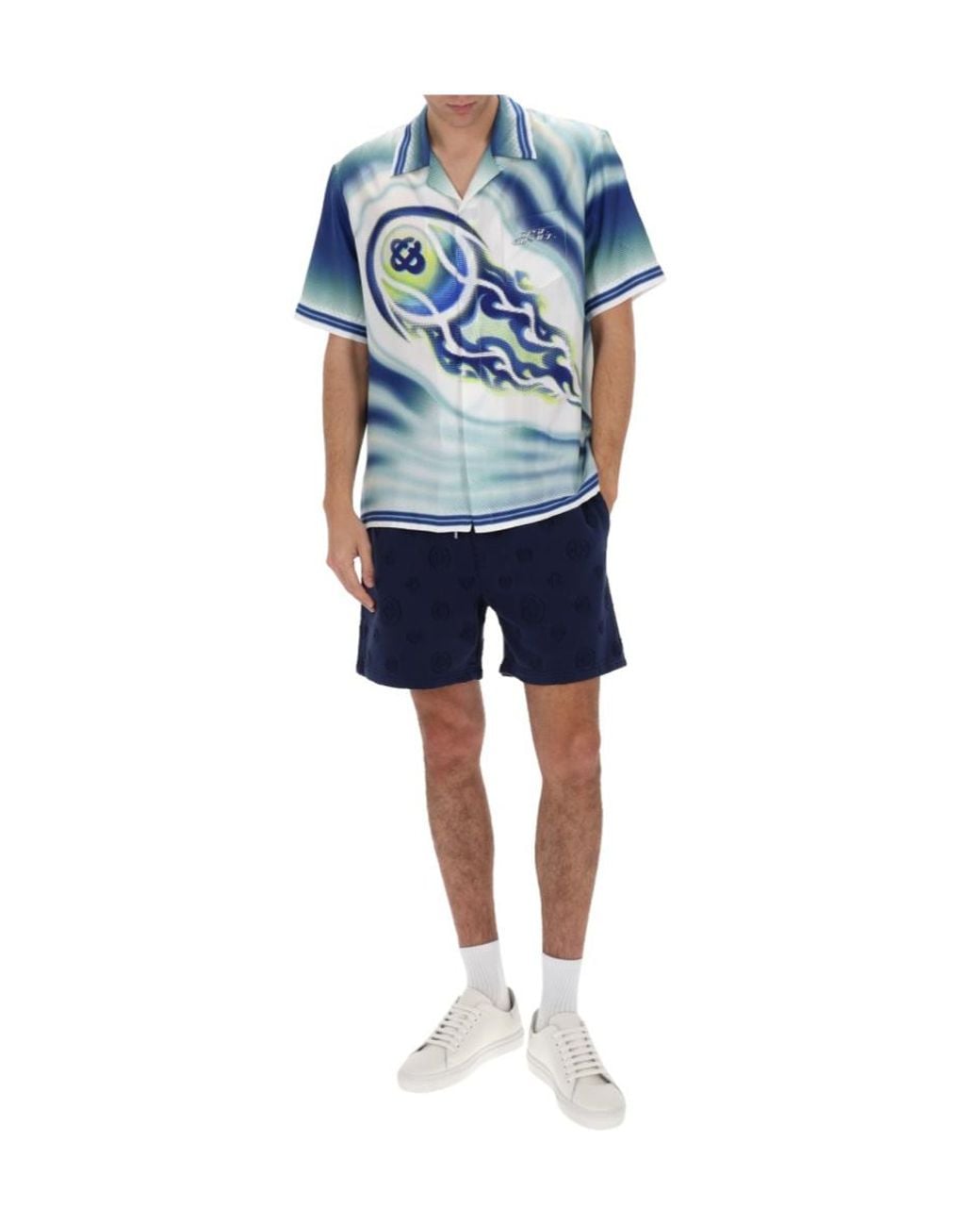 Casablanca Blue Short Sleeve Camp Collar Shirt for men