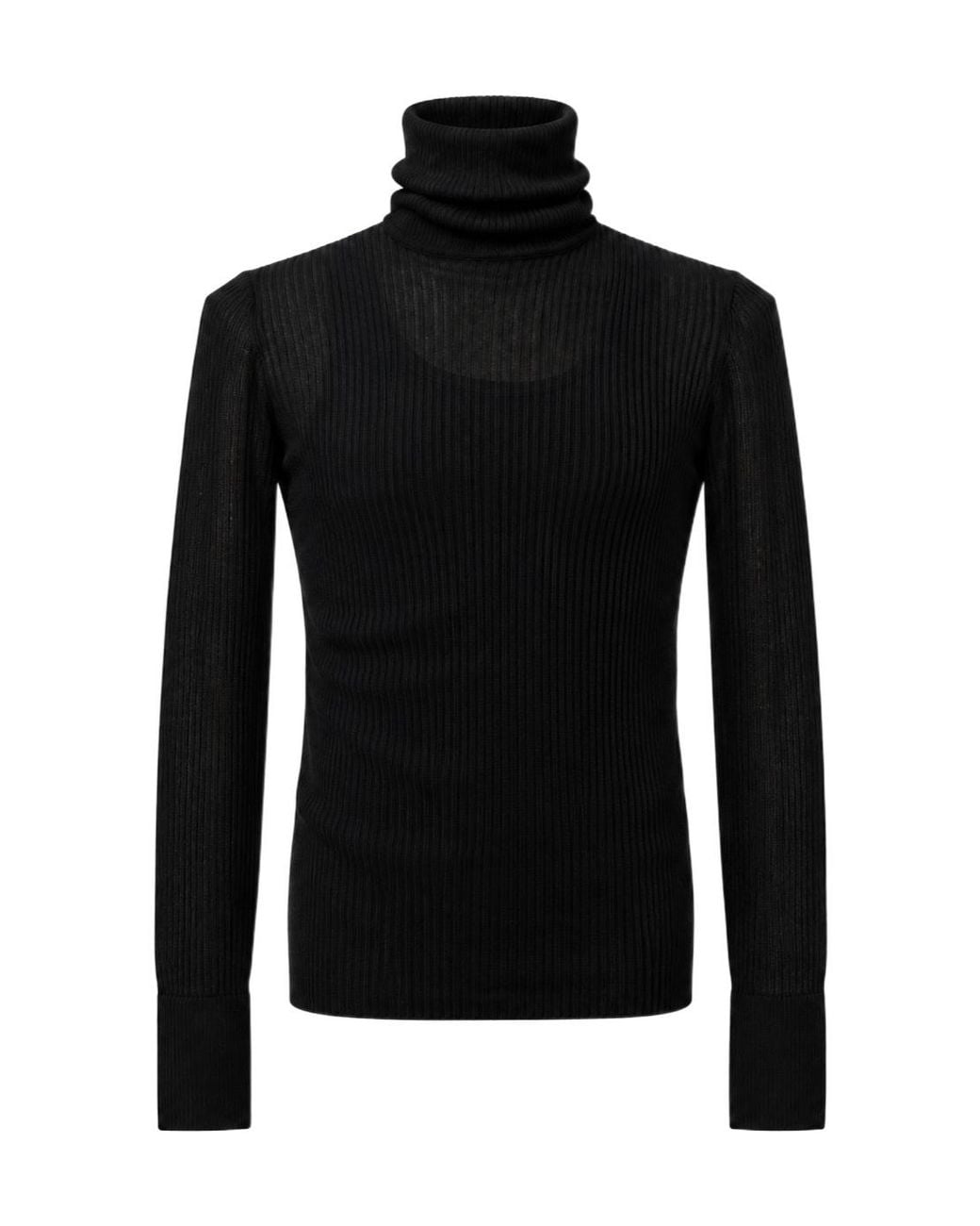 Egonlab Black Ribbed Turtleneck Sweater for men
