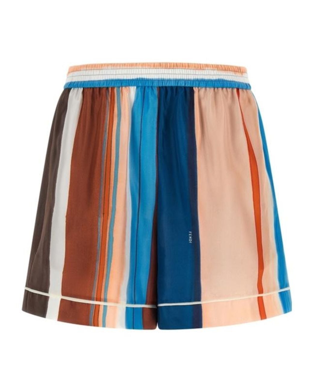 Fendi Blue Striped Elastic-Waist Shorts