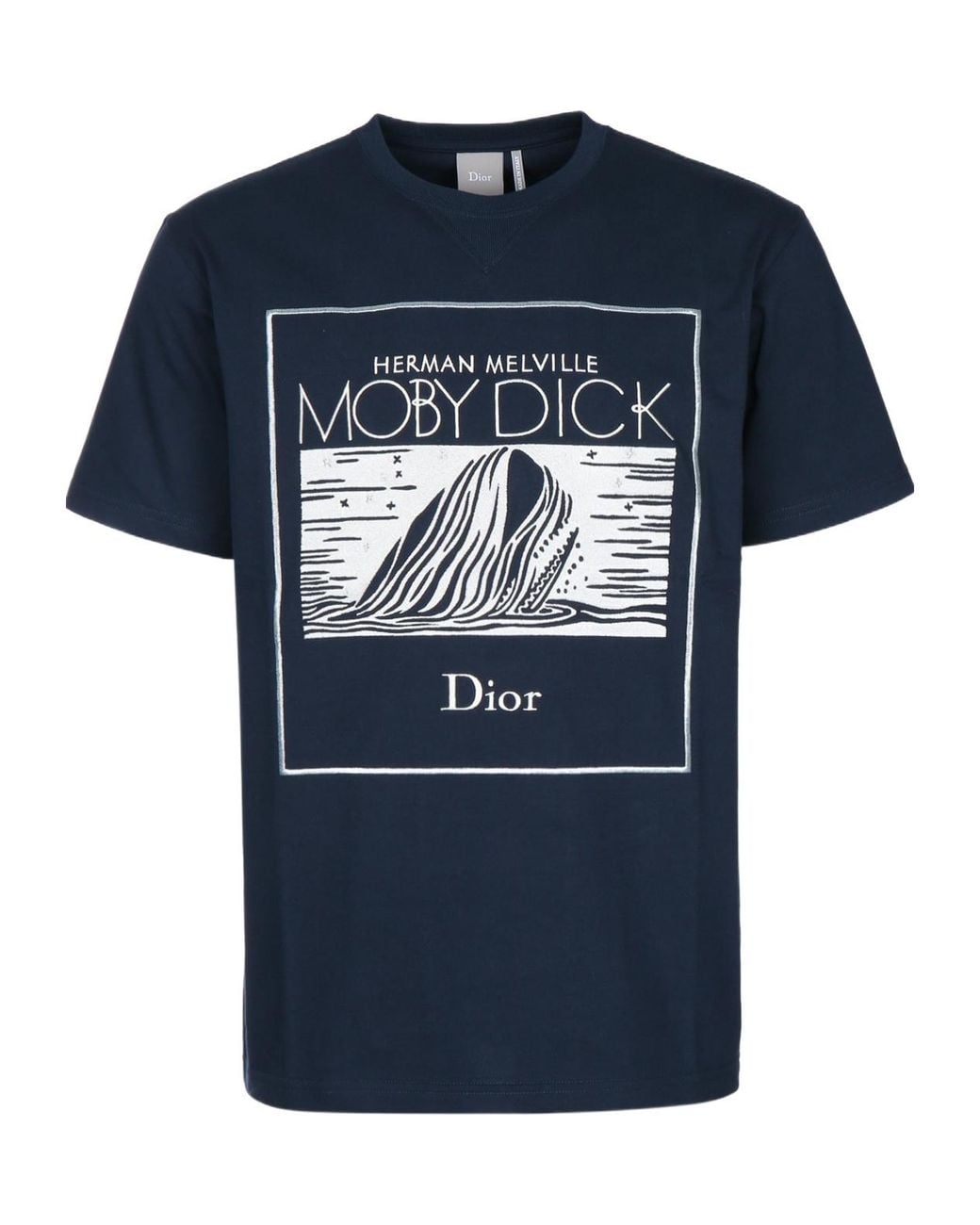 Dior Blue T-Shirt With Book Cover Embroidery And Print, Relaxed Fit for men
