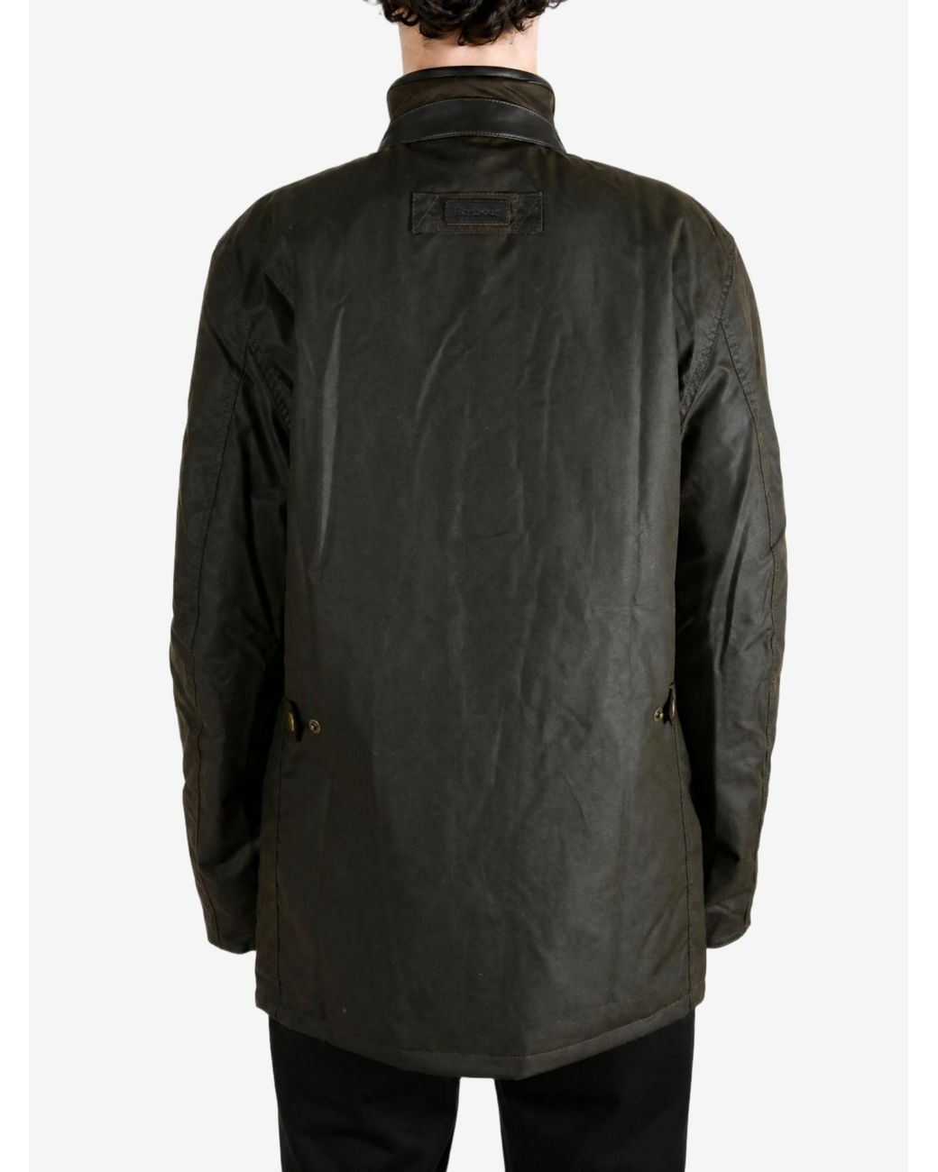 Barbour Black Waxed-Cotton Funnel-Neck Jacket for men