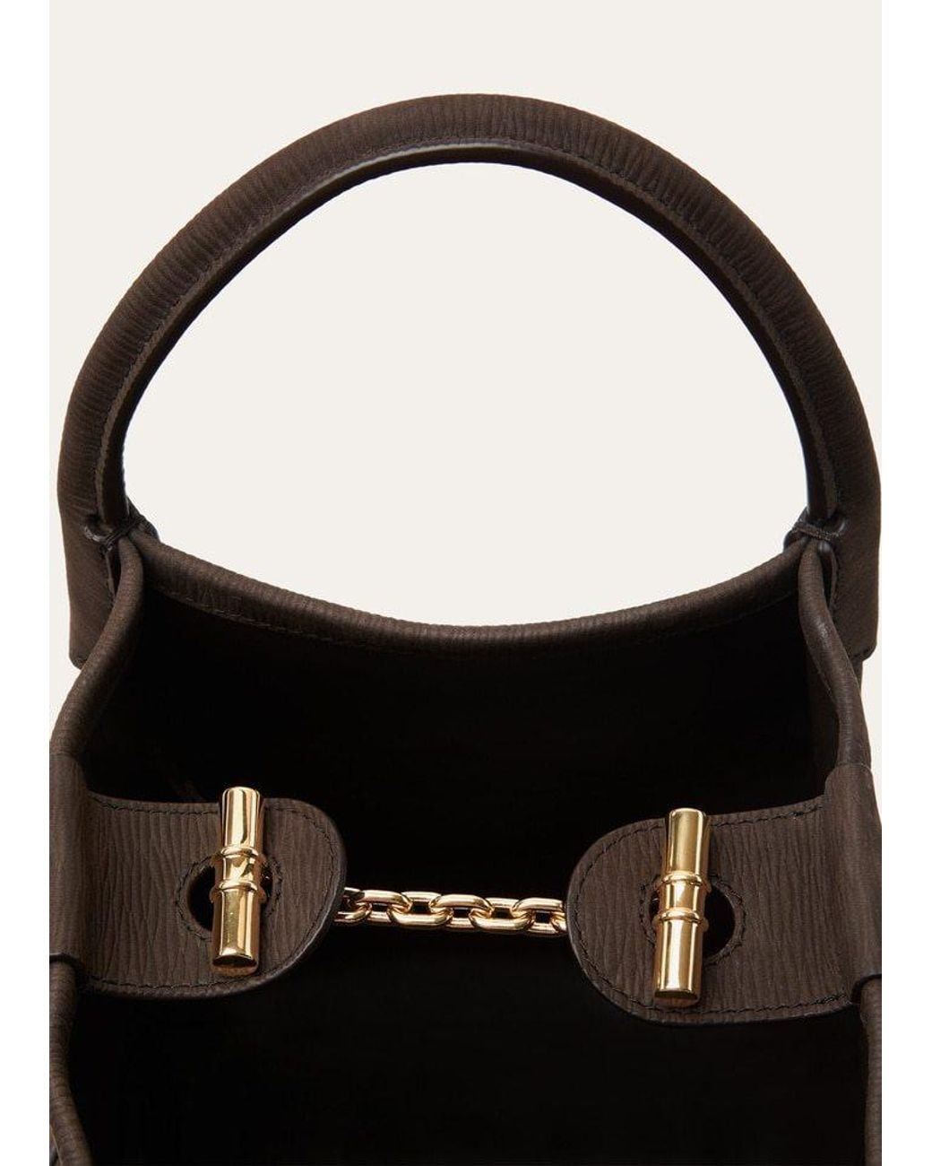 Loro Piana Brown Small Bale Leather Tote Bag