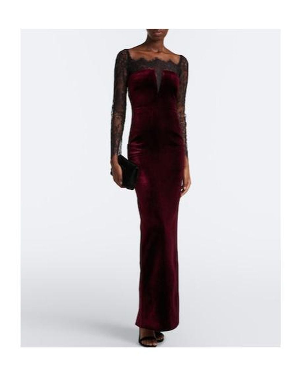 Roland Mouret Purple Lace-Trimmed Velvet Gown