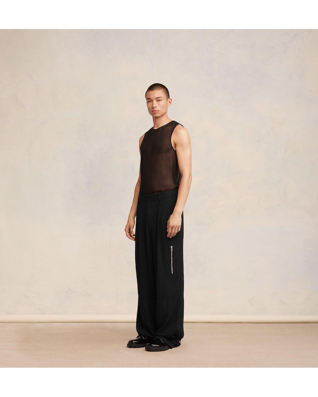 AMI Black Ami Wide-Leg Pants for men