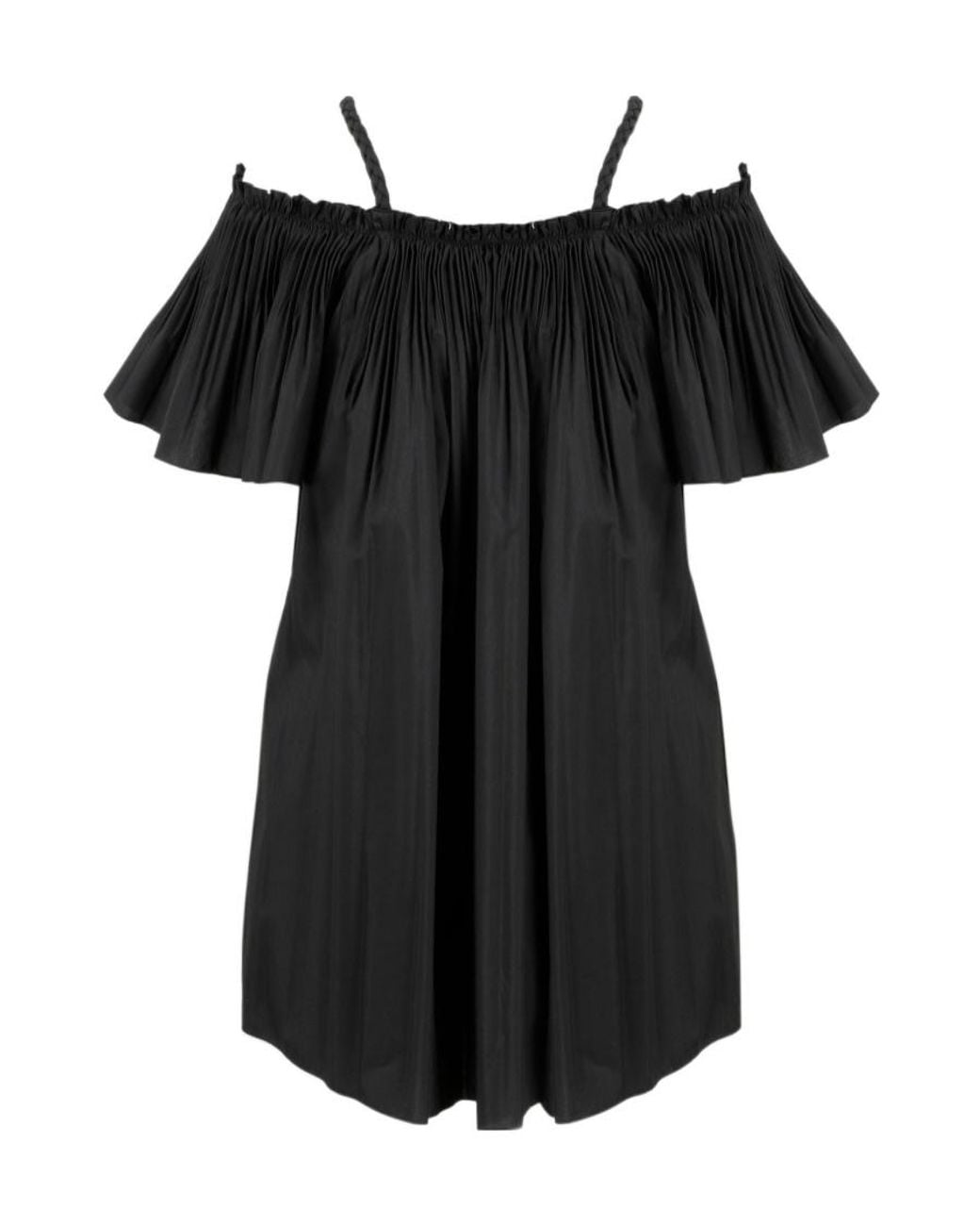 RED Valentino Black Pleated Strapped Top