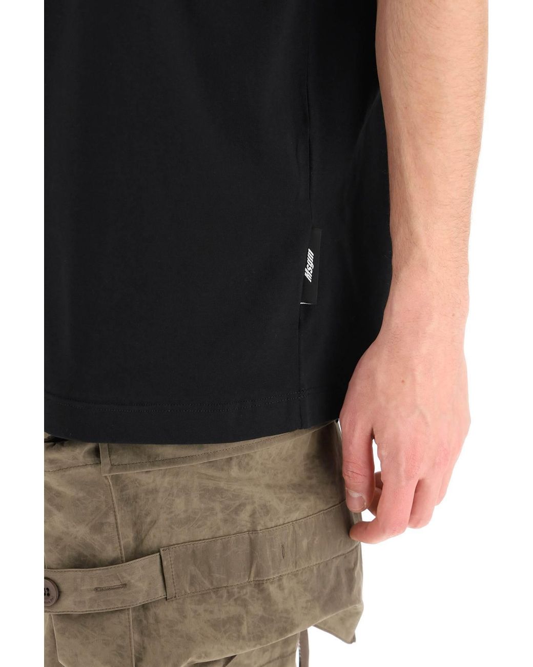 MSGM Black Pattern Print T-Shirt for men