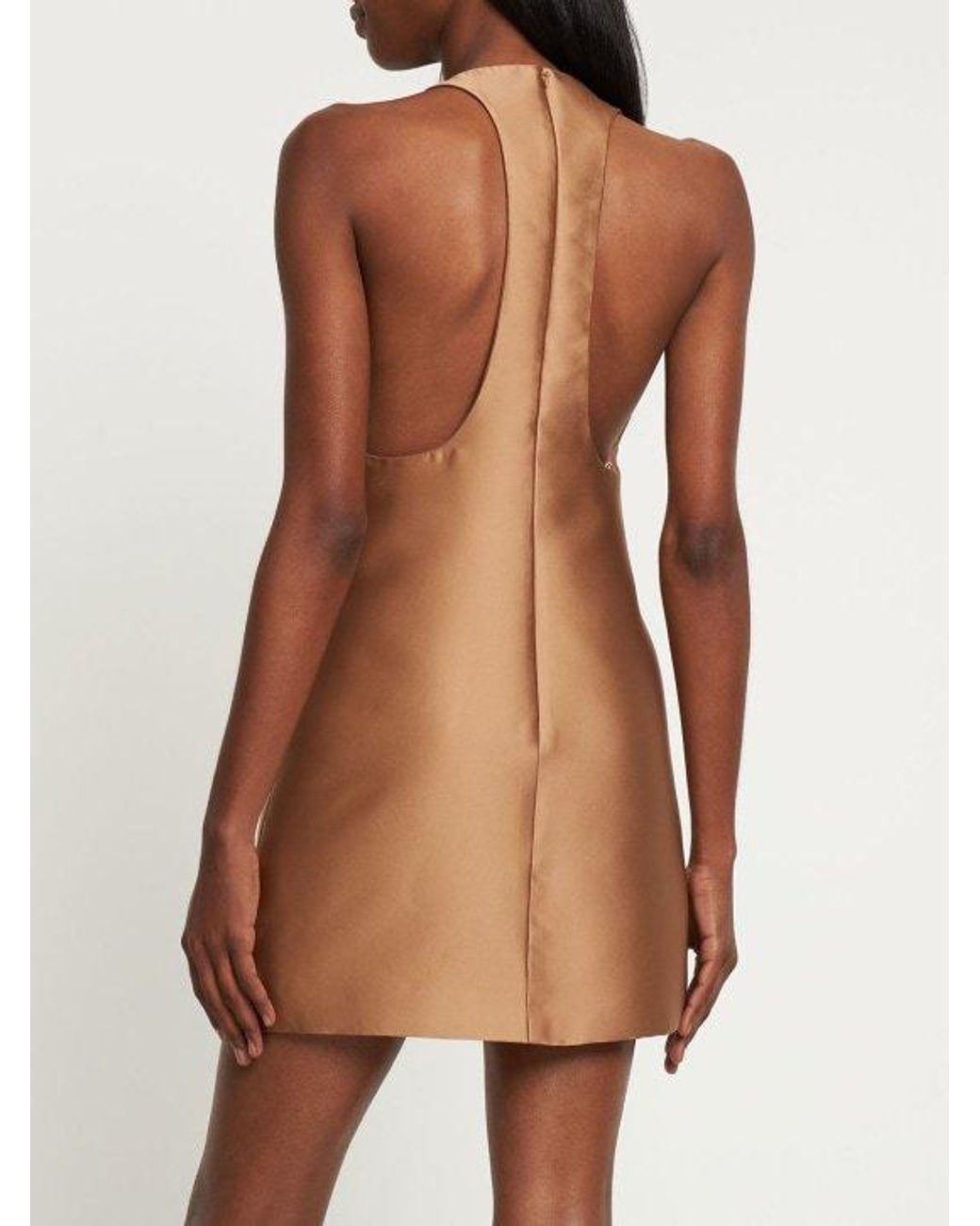 Valentino Brown Techno Duchesse Mini Dress