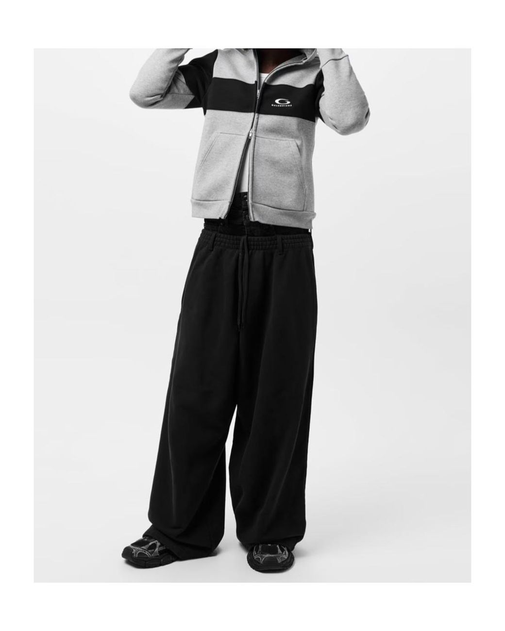 Balenciaga Gray Zip-Up Hoodie for men