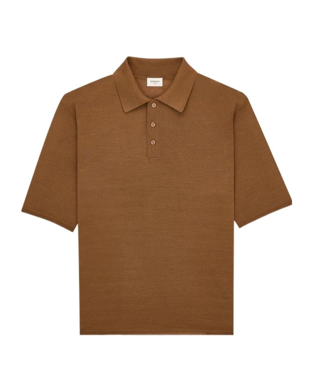 Saint Laurent Brown Button Detailed Short-Sleeved Polo Shirt for men