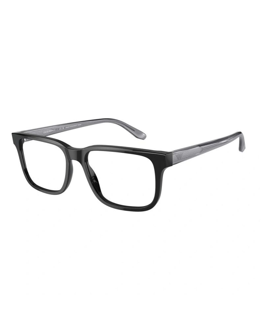 Emporio Armani White Rectangular Frame Glasses for men