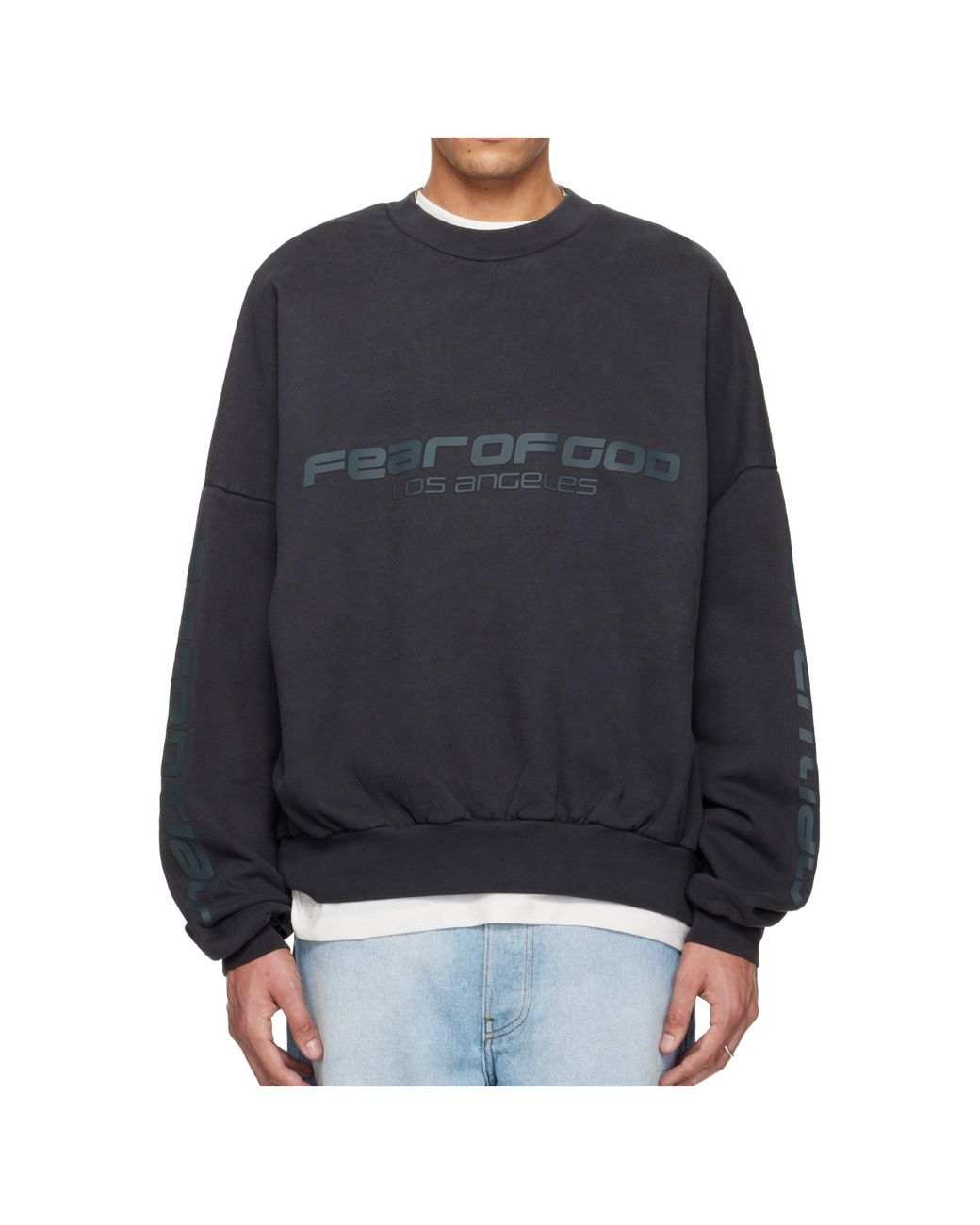 Fear Of God Black Los Angeles Heavy Fleece Cropped Sweatshirt for men