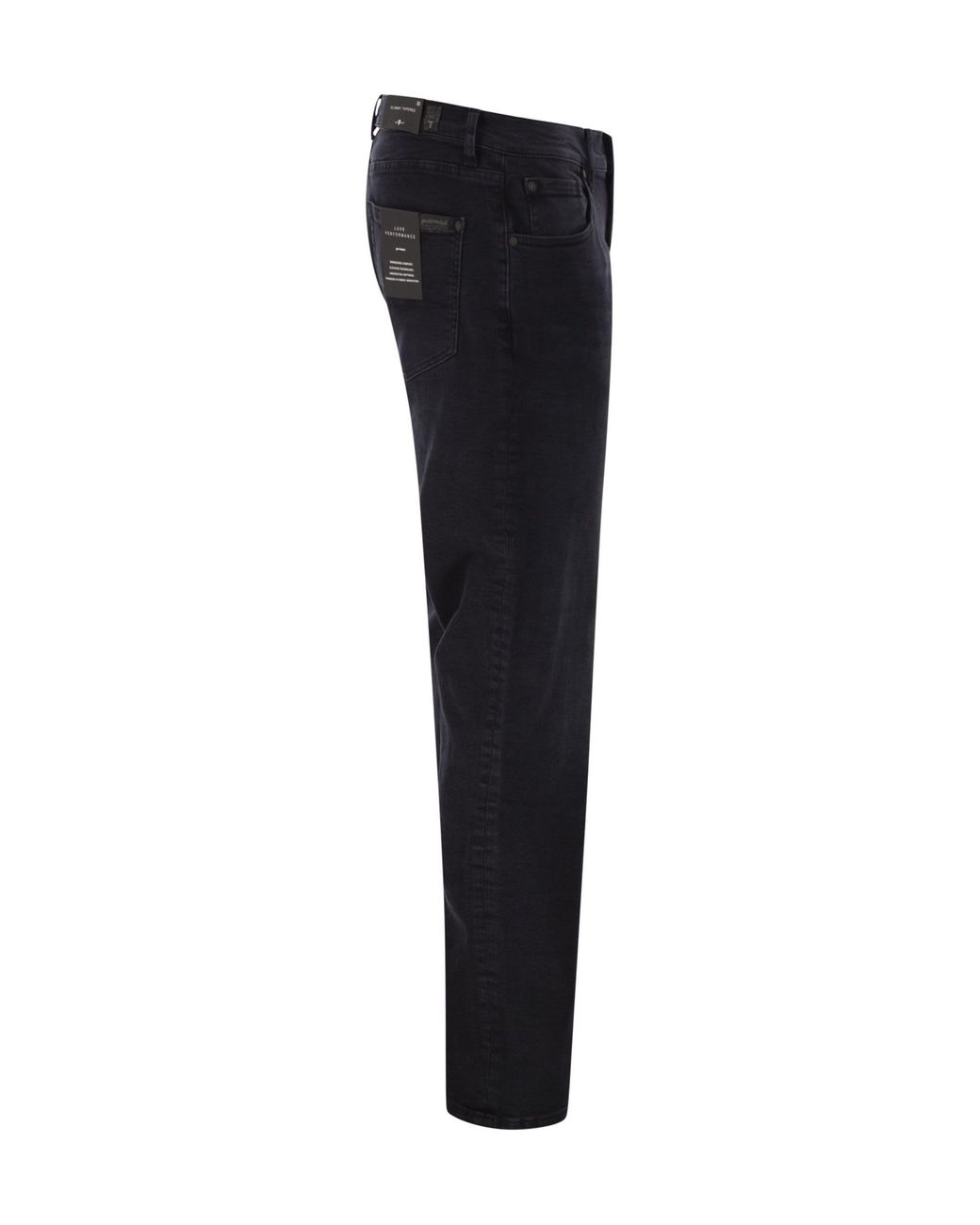 7 For All Mankind Black Slimmy Tapered Low Jeans for men
