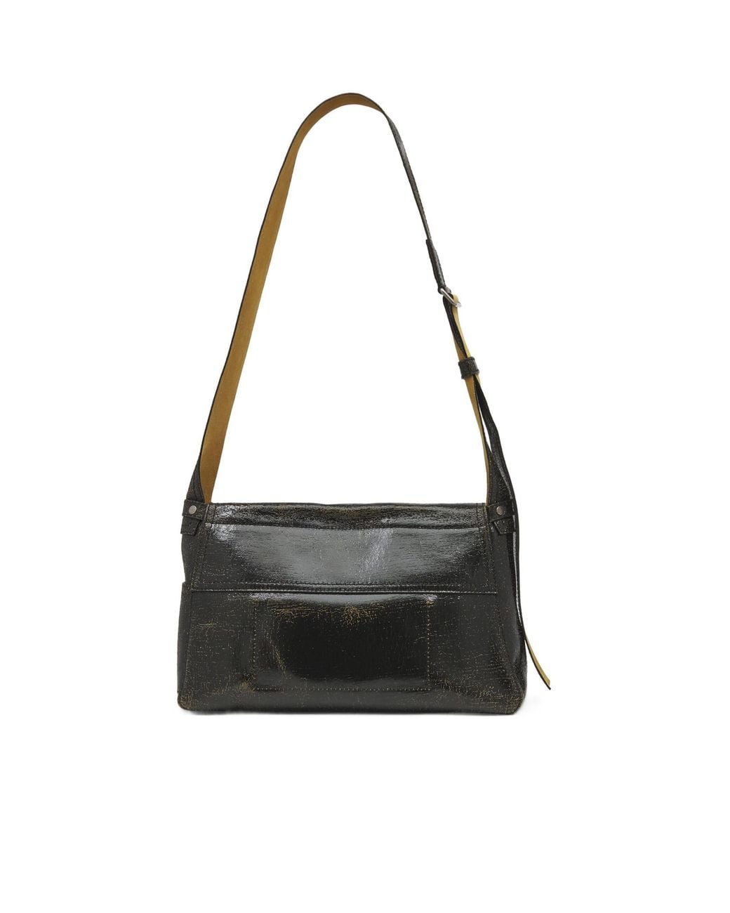McQueen Black Logo Detailed Foldover Top Slouch Bag for men