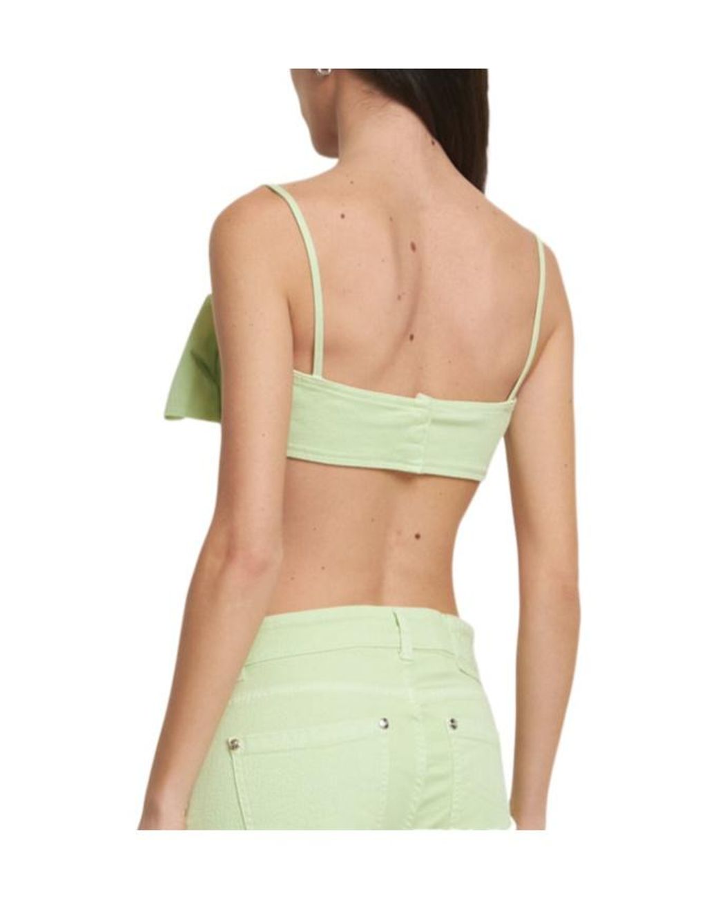 Blumarine Green Denim Top W/Bow