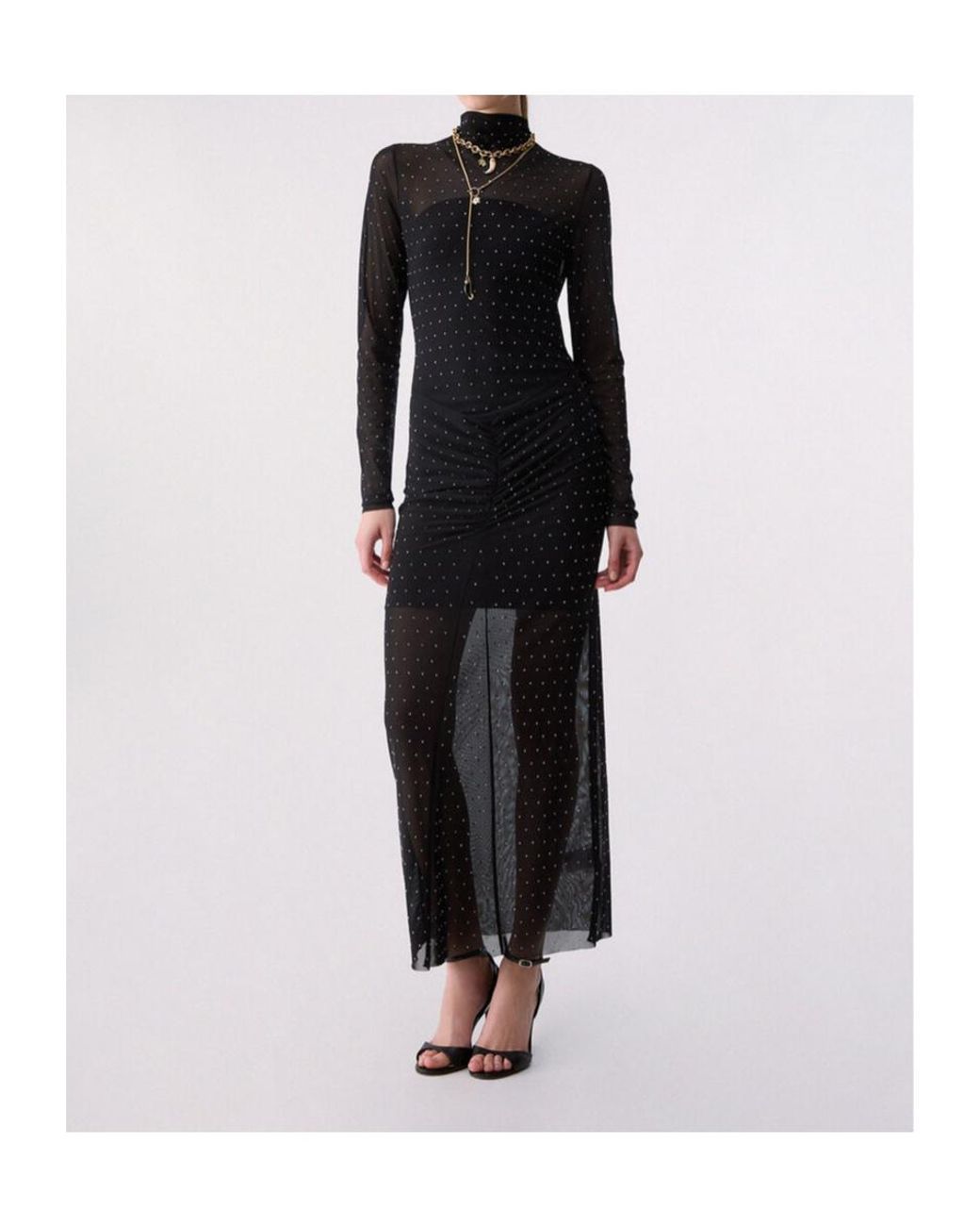 Liu Jo Black Sheer Studded Long Dress